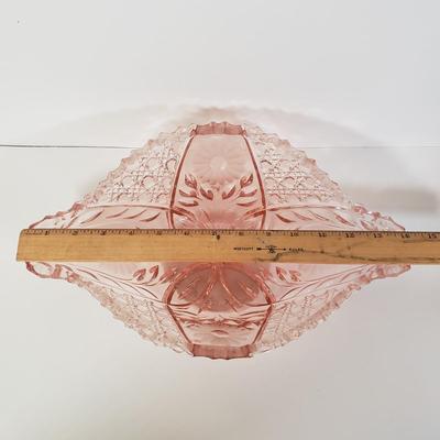 LOT 185K: Pink Depression Glass Decorative Bowl, Footed Dish, Stemware & More