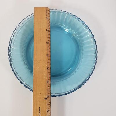 LOT 186K: Large Collection of Blue Glass-Moon & Stars, Button & Cane Patterns, Hand Blown Pitcher & More