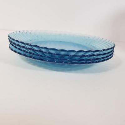 LOT 186K: Large Collection of Blue Glass-Moon & Stars, Button & Cane Patterns, Hand Blown Pitcher & More