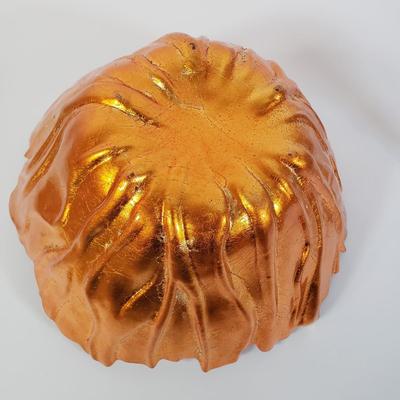 LOT 187K: Yellow West German Candlesticks, Large Iridescent Orange Bowl & More