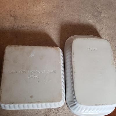 LOT 190K: Fiesta Blue Ice Lip Pitcher with Collection of Dishes & Bakeware