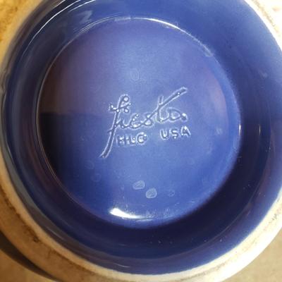 LOT 190K: Fiesta Blue Ice Lip Pitcher with Collection of Dishes & Bakeware