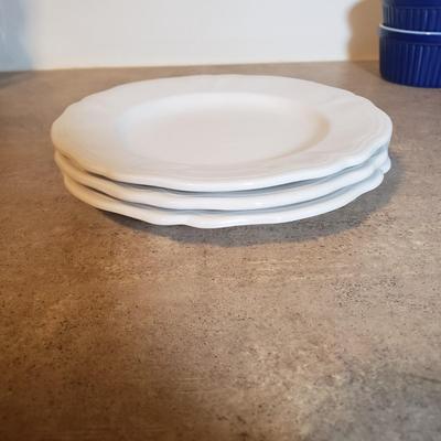 LOT 190K: Fiesta Blue Ice Lip Pitcher with Collection of Dishes & Bakeware