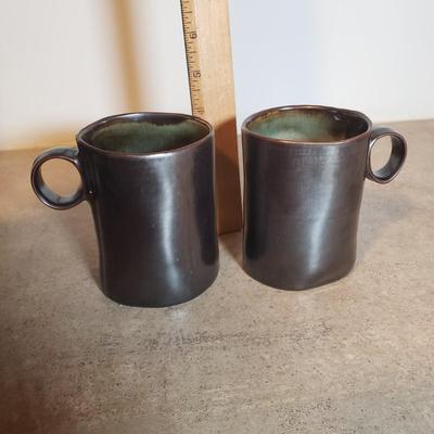 LOT 191K: Art Pottery Pitcher with Collection of Mugs-Some Signed