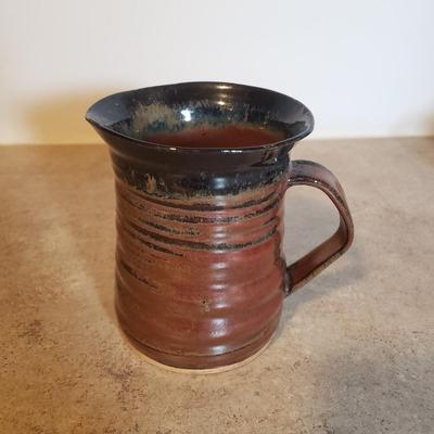 LOT 191K: Art Pottery Pitcher with Collection of Mugs-Some Signed