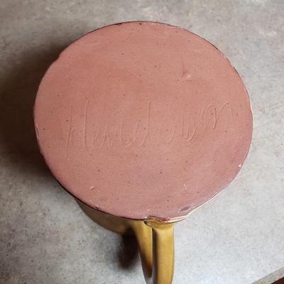 LOT 193K: Signed Hendersen Redware Pottery Mug with Vintage Rooster Dishes & Pitcher