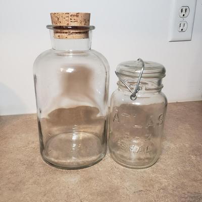 LOT 194K: L.E Smith Paneled Canisters, Atlas Glass Canning Jar & Assortment of Jars