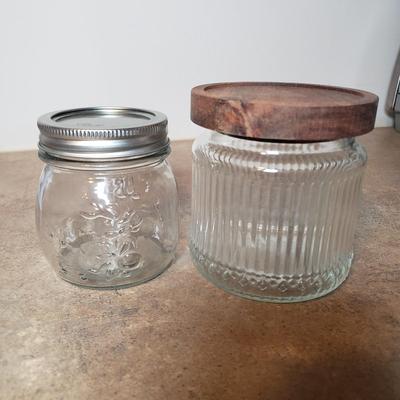 LOT 194K: L.E Smith Paneled Canisters, Atlas Glass Canning Jar & Assortment of Jars