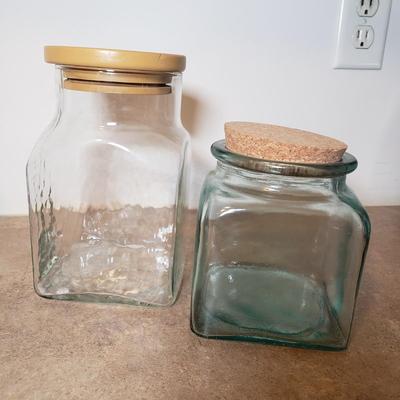 LOT 194K: L.E Smith Paneled Canisters, Atlas Glass Canning Jar & Assortment of Jars