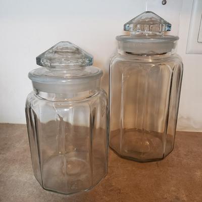 LOT 194K: L.E Smith Paneled Canisters, Atlas Glass Canning Jar & Assortment of Jars