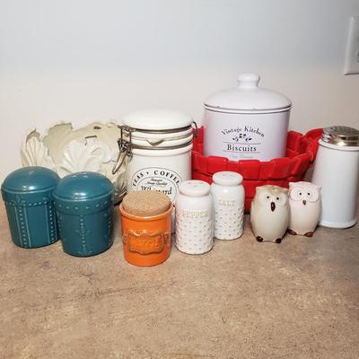 LOT 196K: Collection of Canisters, Decorative Bowls, Shaker Sets & More