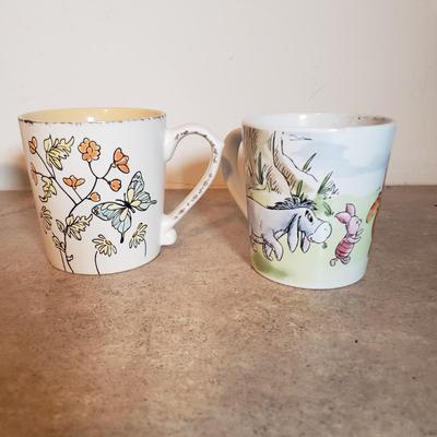 LOT 200K: Walter Baker & Co Hot Cocoa Spoon, Disney Spoons, Donald Duck Pin with Collection of Vibrant Mugs