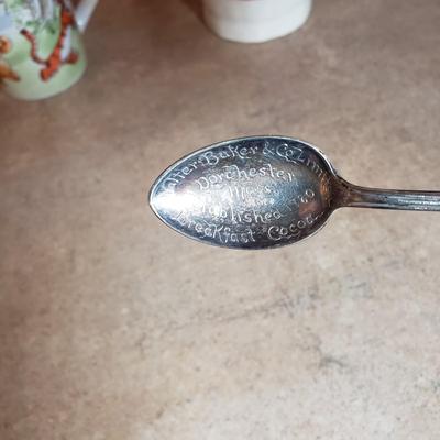 LOT 200K: Walter Baker & Co Hot Cocoa Spoon, Disney Spoons, Donald Duck Pin with Collection of Vibrant Mugs