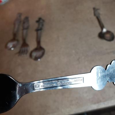 LOT 200K: Walter Baker & Co Hot Cocoa Spoon, Disney Spoons, Donald Duck Pin with Collection of Vibrant Mugs