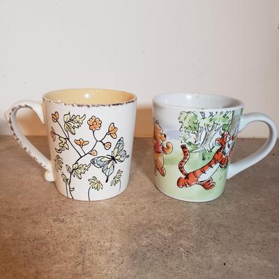 LOT 200K: Walter Baker & Co Hot Cocoa Spoon, Disney Spoons, Donald Duck Pin with Collection of Vibrant Mugs