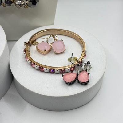 LOT 201J: Pink Bracelet & Earrings w/ Liz Claiborne Earrings & Necklace