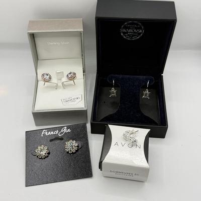 LOT 202J: Swarovski Crystal Earrings, Avon CZ Solitaires & Franco Gia NWT