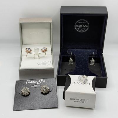 LOT 202J: Swarovski Crystal Earrings, Avon CZ Solitaires & Franco Gia NWT