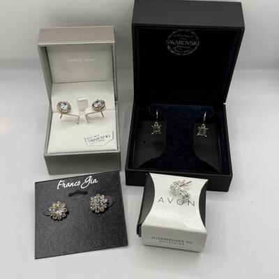 LOT 202J: Swarovski Crystal Earrings, Avon CZ Solitaires & Franco Gia NWT