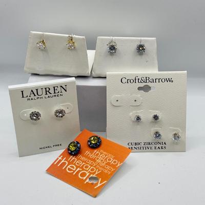 LOT 204J: Stud Earrings: Ralph Lauren, Cubic Zirconia & More