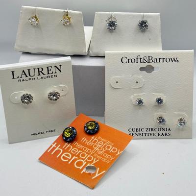 LOT 204J: Stud Earrings: Ralph Lauren, Cubic Zirconia & More