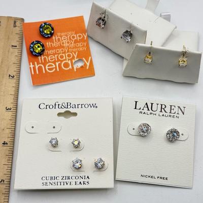 LOT 204J: Stud Earrings: Ralph Lauren, Cubic Zirconia & More