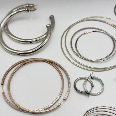 LOT 205J: Silvertone Pierced Hoop Earring Collection