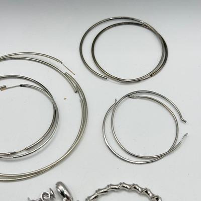 LOT 205J: Silvertone Pierced Hoop Earring Collection
