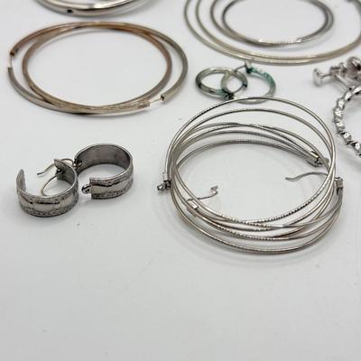 LOT 205J: Silvertone Pierced Hoop Earring Collection