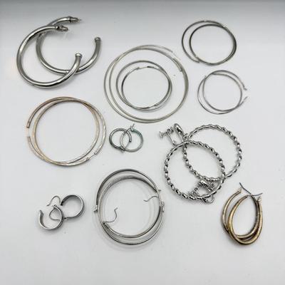 LOT 205J: Silvertone Pierced Hoop Earring Collection