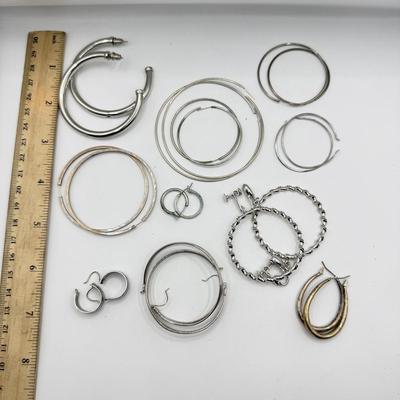 LOT 205J: Silvertone Pierced Hoop Earring Collection