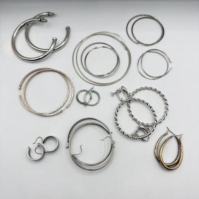 LOT 205J: Silvertone Pierced Hoop Earring Collection