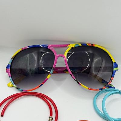 LOT 207J: Colorful Pierced Hoop Earrings w/ Sunglasses