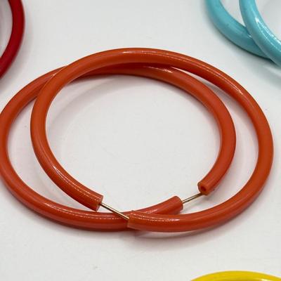 LOT 207J: Colorful Pierced Hoop Earrings w/ Sunglasses