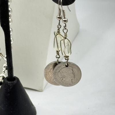 LOT 208J: Silvertone Jewelry: Coin Earrings, Tahari Necklace NIB, NWT Sigrid Olsen Pierced Earrings & More