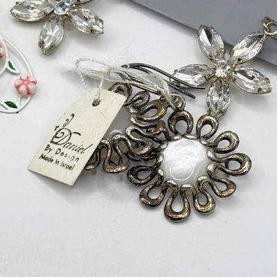 LOT 216J: Florals for Spring: Earrings, Pins, Ring & Cloisonne Bead Charms