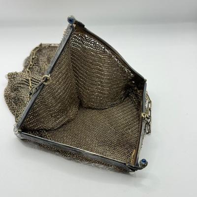 LOT 217J: Antique Mesh Link Chain Mail Handbag w/ Silver Clasp (acid tested)