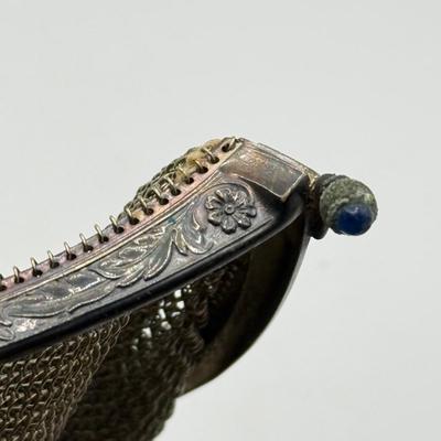 LOT 217J: Antique Mesh Link Chain Mail Handbag w/ Silver Clasp (acid tested)