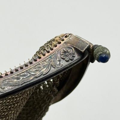 LOT 217J: Antique Mesh Link Chain Mail Handbag w/ Silver Clasp (acid tested)