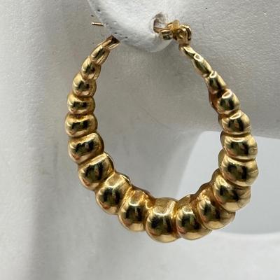 LOT 218J: 14kt Gold Bubble Hoop Pierced Earrings (acid tested - 5.35g)
