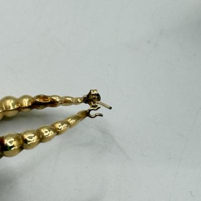LOT 218J: 14kt Gold Bubble Hoop Pierced Earrings (acid tested - 5.35g)