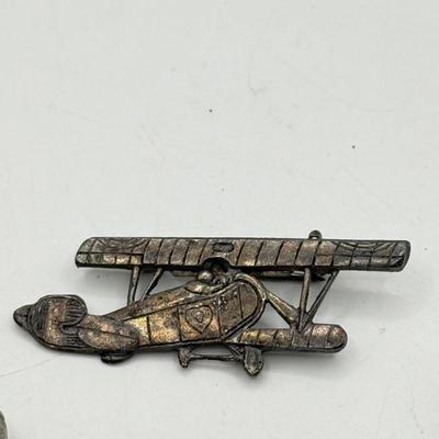 LOT 220J: Heavy Link Denmark Bracelet & Prop Plane Pin