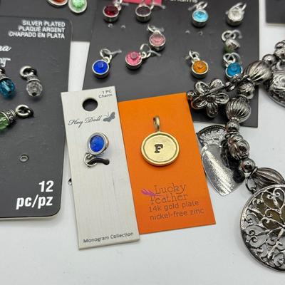 LOT 221J: Charm Bracelet w/ Hearts, 14k Gold Fill Charm Necklace & Pair of Charms & Symbolize Charm Sets