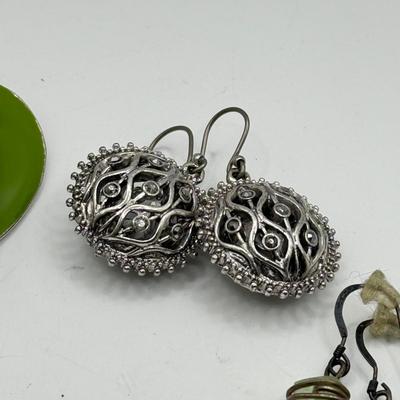 LOT 222J: Pewter Crab Cancer Zodiac Pendant, Large Flip Flop Pin, Crystal Earrings, Fish Earrings, Crab Earrings & More