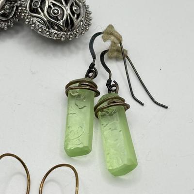 LOT 222J: Pewter Crab Cancer Zodiac Pendant, Large Flip Flop Pin, Crystal Earrings, Fish Earrings, Crab Earrings & More