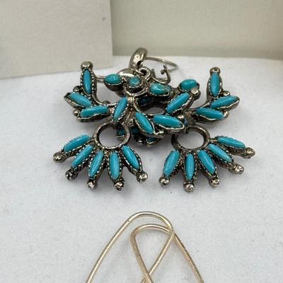 LOT 224J: Turquoise & Shell NEcklace, New House & Silver Forest Pierced Earrings, Turquoise Heart Earrings, Dream Catcher...