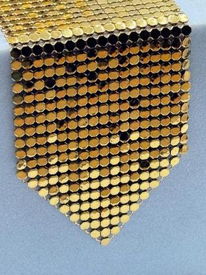 LOT 225J: Vintage Whiting & Davis Goldtone Mesh Tie Necklace w/ Matching Earrings