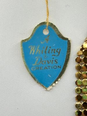 LOT 225J: Vintage Whiting & Davis Goldtone Mesh Tie Necklace w/ Matching Earrings