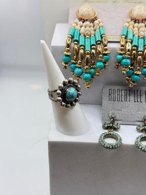 LOT 227J: Turquoise Necklaces, New Tribal Earrings & More featuring a Zuni-style heishi fetish necklace featuring bird carvings