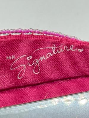 LOT 228J: Breast Cancer Awareness Pink Ribbon Tennis Bracelet, Pierced Earrings, Necklace & MK Signature Lipstick Case